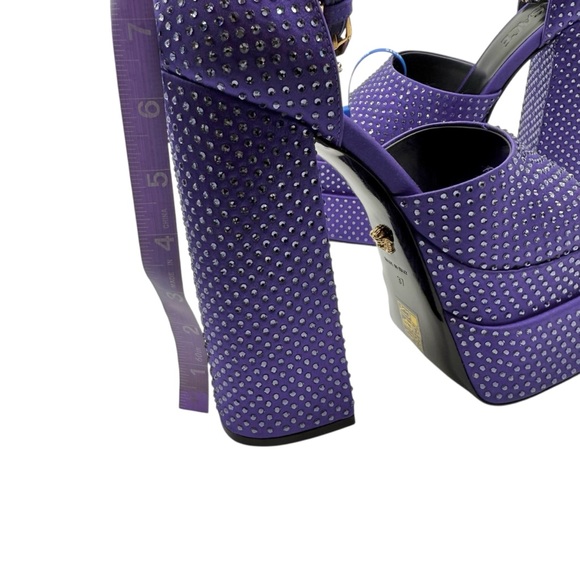 Versace Purple Medusa Aevitas rhinestone Platform Sandals EU 37 - Picture 11 of 14